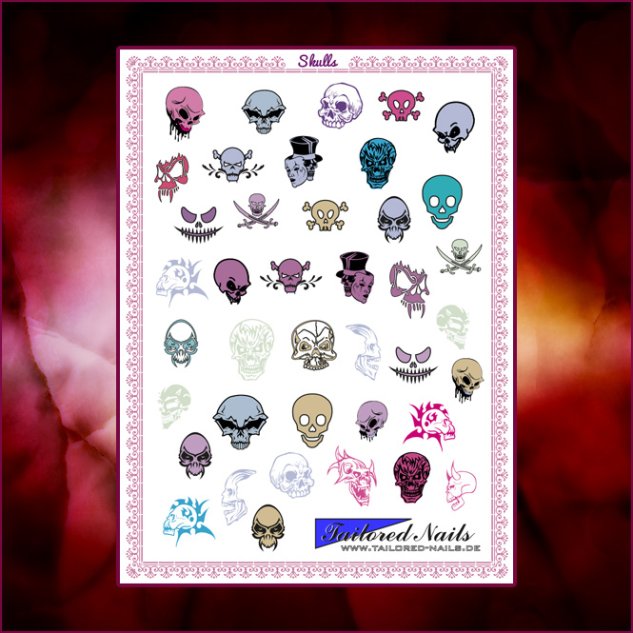 Nail Wraps Metallic Skulls 