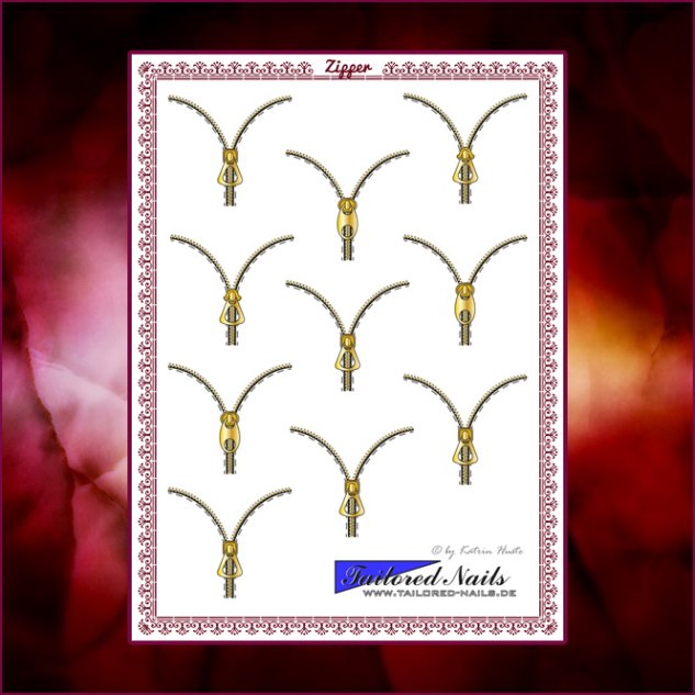Nail Wraps Zipper metallic gold