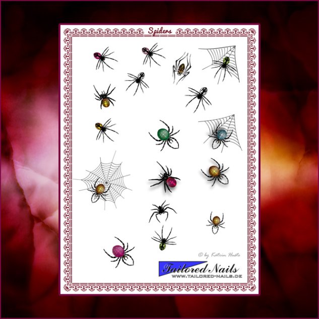 Nail Wraps Spiders 
