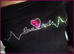 Strass Shirt Herzlinie Nails 